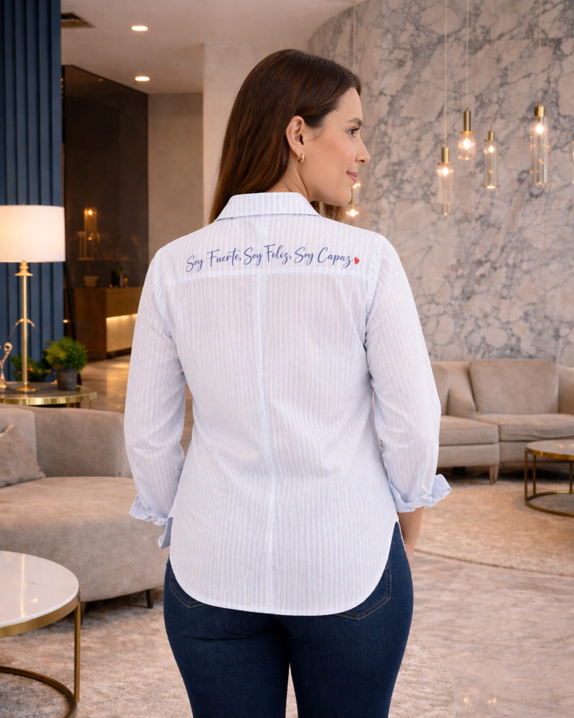 CAMISA MATERNA POPELINA RAYAS AZUL