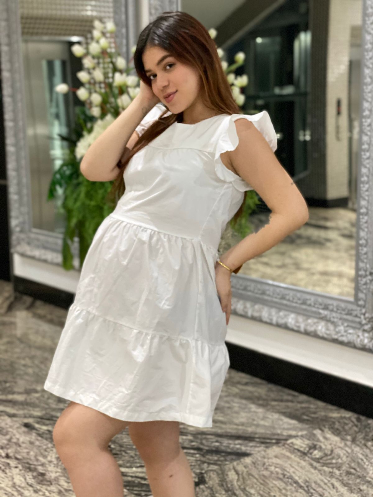 Vestido Blanco Corto de Maternidad